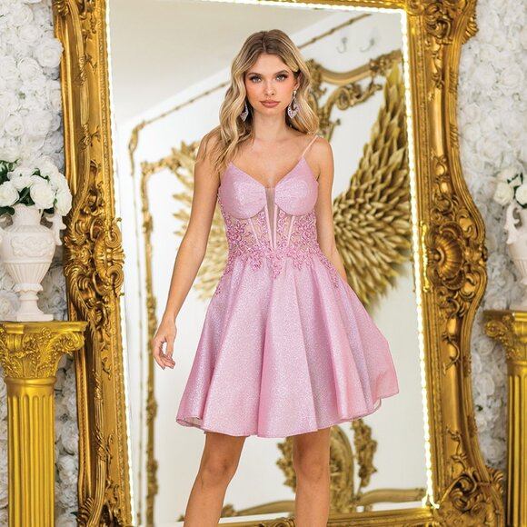 New Sleeveless A-Line Cocktail Dress w/ Sweetheart Neck & Boned Bodice DQ 3407 - Picture 3 of 8